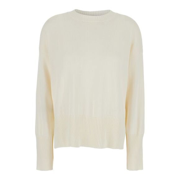 Grifoni Women White Crewneck Sweater With Ribbed Trims In Cotton Woman - Picture 1 of 3